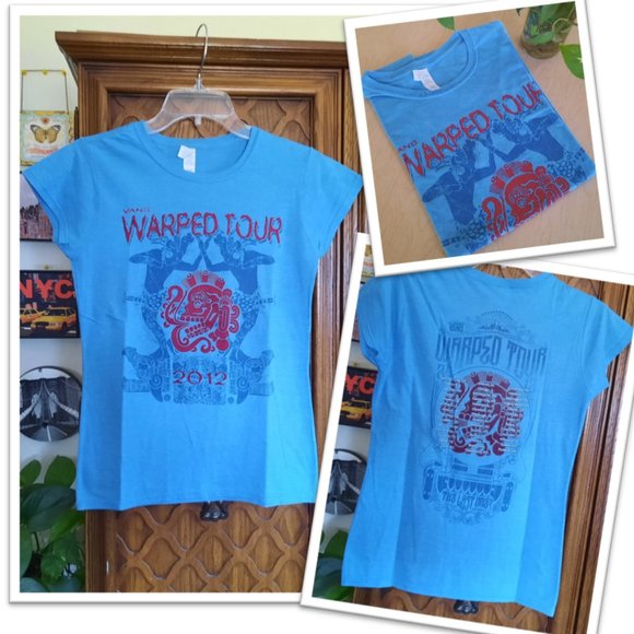Gildan Tops - 3/$10 VANS Warped Tour 2012 Line Up Crew Neck Tee - Blue, Size S